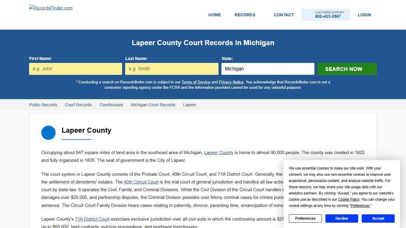 Search Lapeer Court Records & Courthouses, Michigan MI